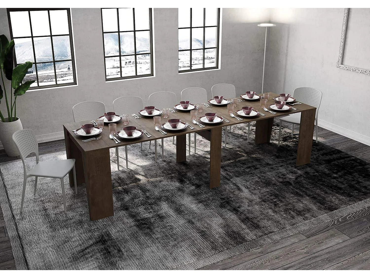 Console extensible 90x48/308 cm Anvar noyer