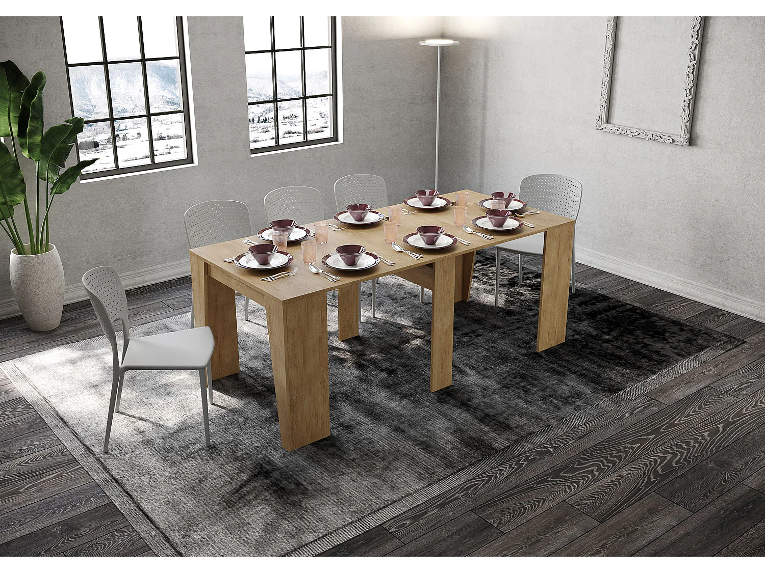 Uitschuifbare sidetable 90x48/204 cm Anvar Small natuur eiken