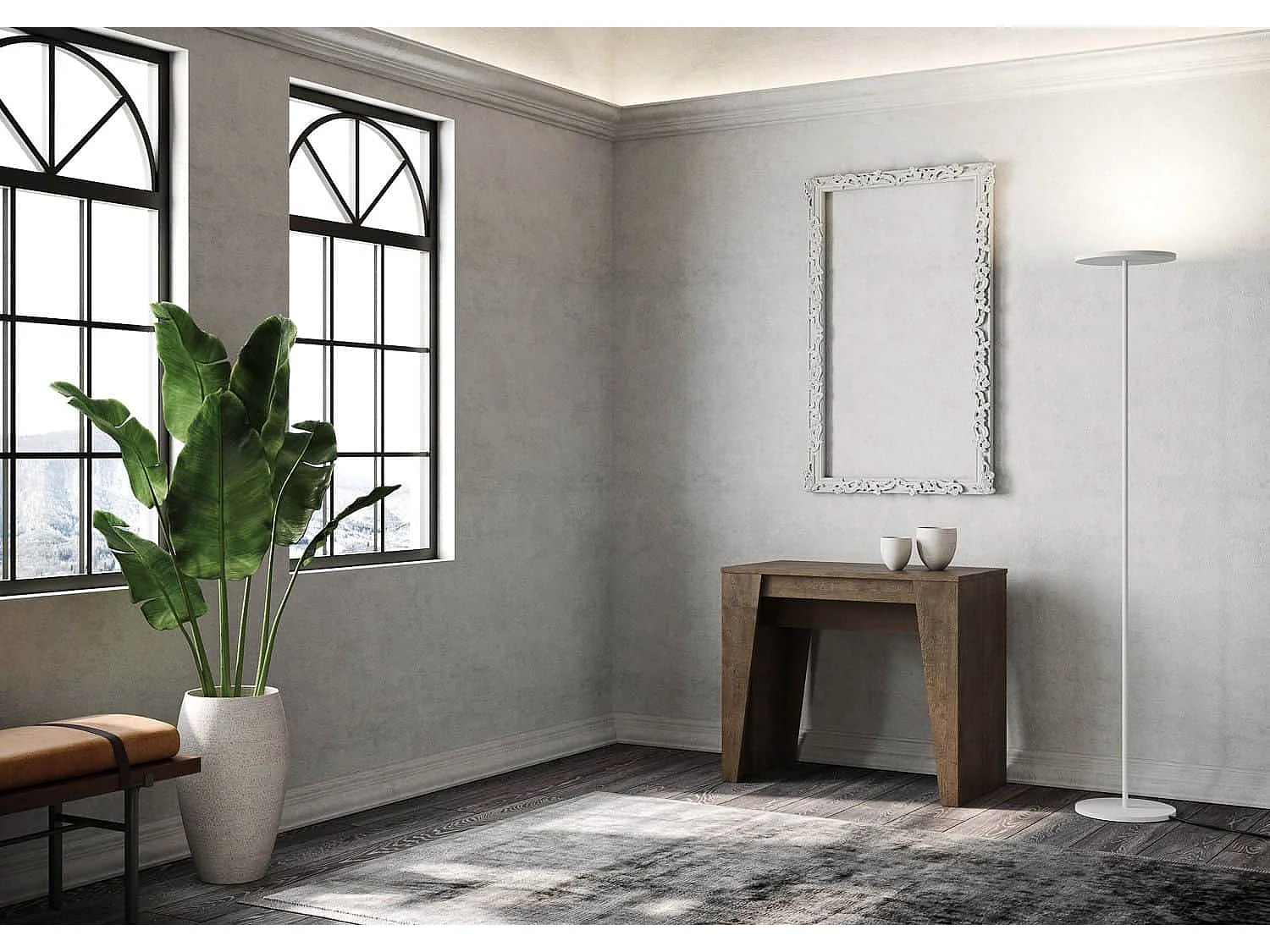 Ausziehbarer Konsolentisch 90x48/204 cm Anvar Small Nussbaum