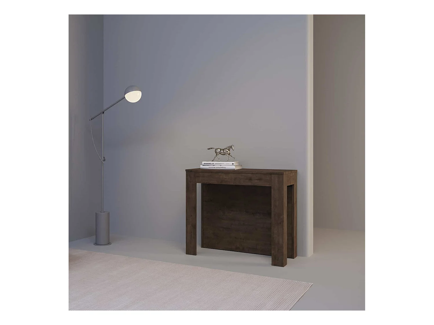 Console extensible 90x42/290 cm Cayman noyer rallonges internes