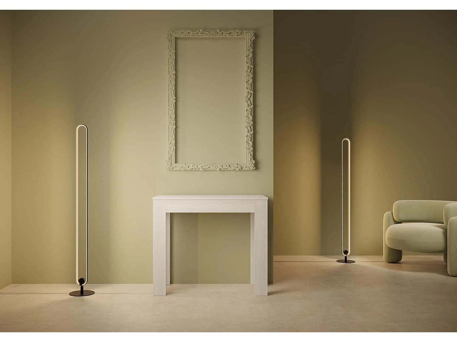 Uitschuifbare sidetable 90x42/198 cm Bora Small eiken wit