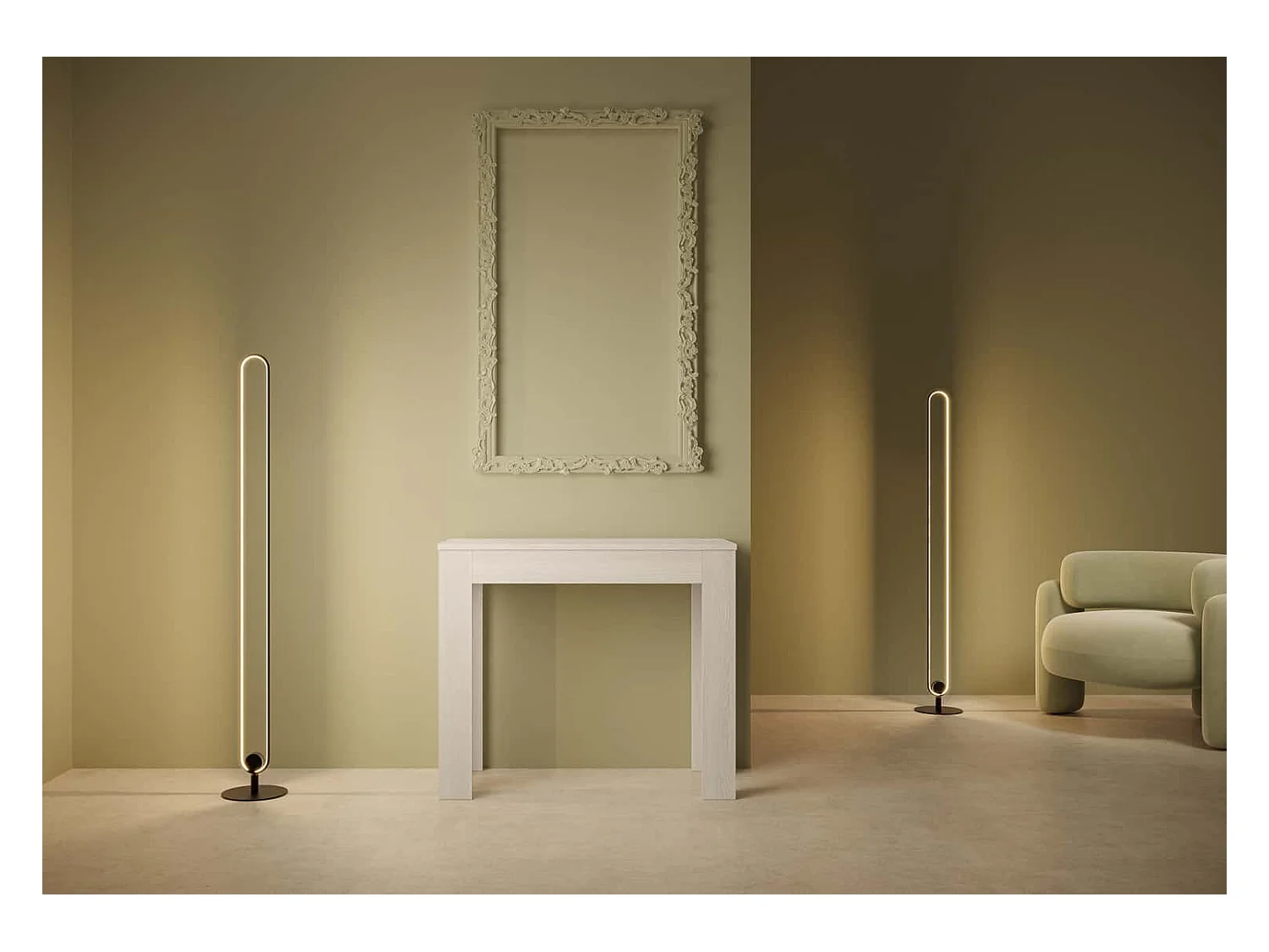 Console extensible 90x42/302 cm Bora frêne blanc