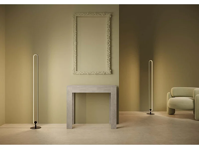 Console extensible 90x42/198 cm Bora Small gris béton