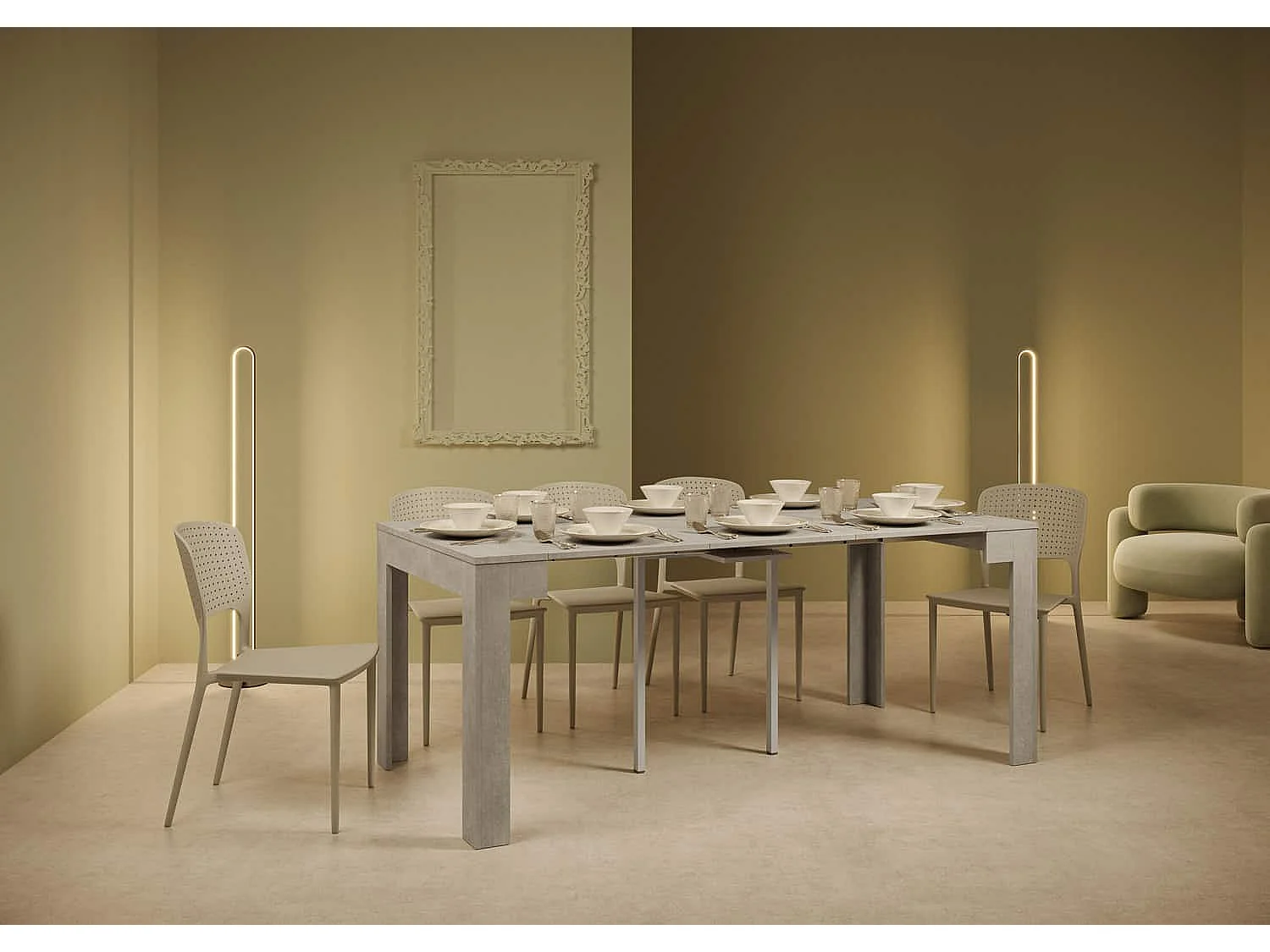 Console extensible 90x42/198 cm Bora Small gris béton