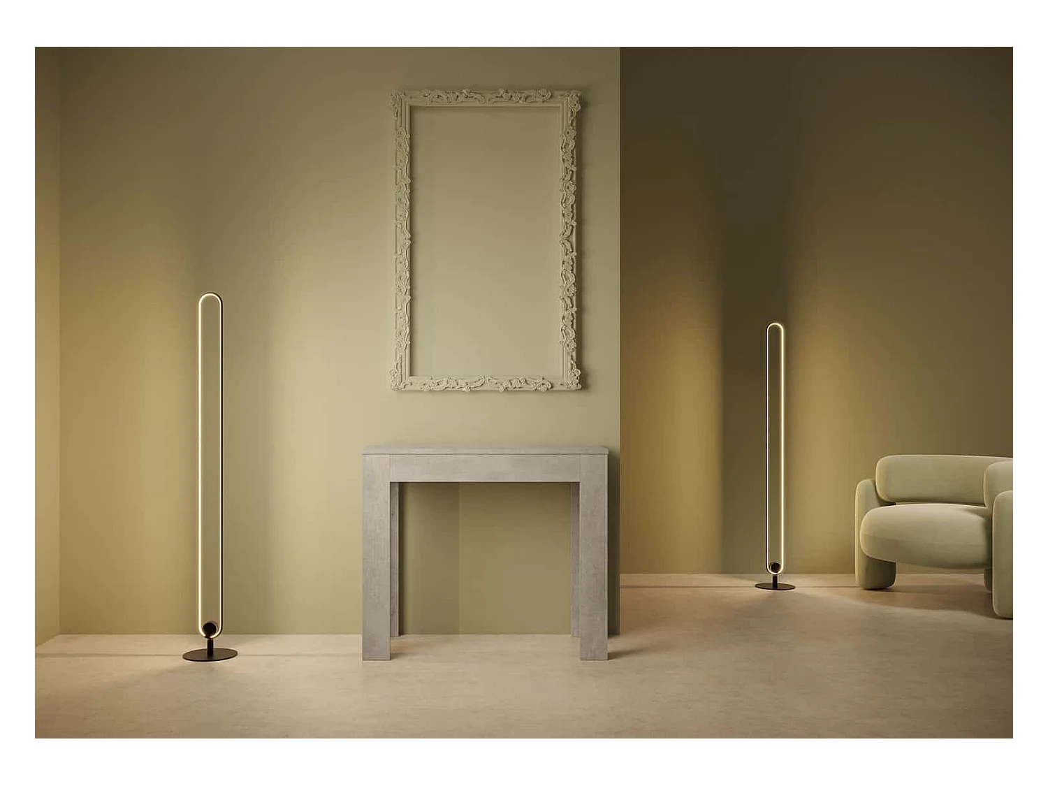 Console extensible 90x42/198 cm Bora Small gris béton