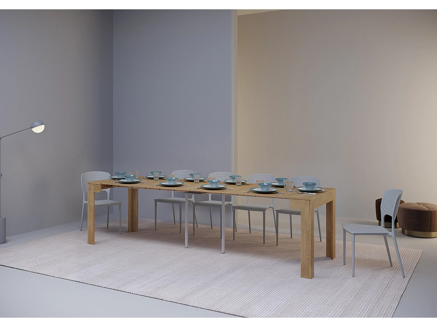 Console extensible 90x42/290cm Cayman chêne nature