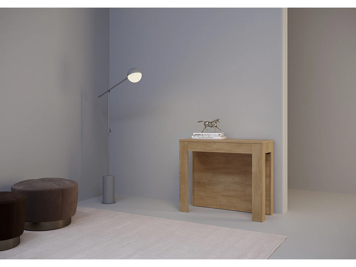 Console extensible 90x42/290cm Cayman chêne nature