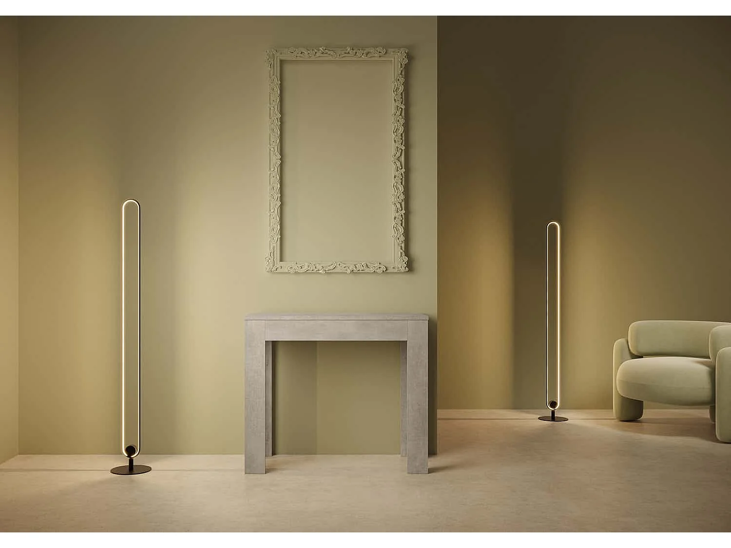 Console extensible 90x42/302 cm Bora gris béton