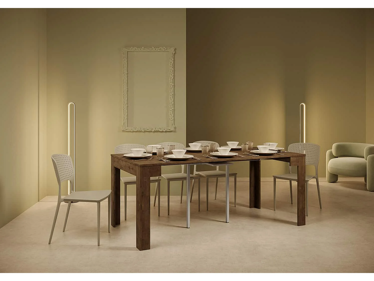 Ausziehbarer Konsolentisch 90x42/302 cm Bora Nussbaum