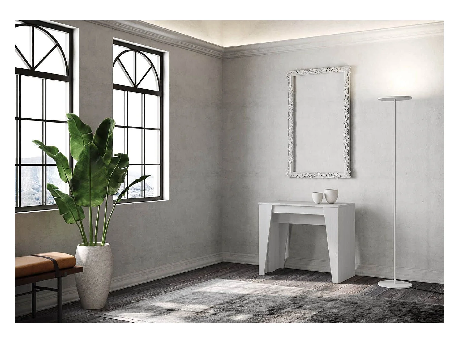 Uitschuifbare sidetable 90x48/204 cm Anvar Small eiken wit