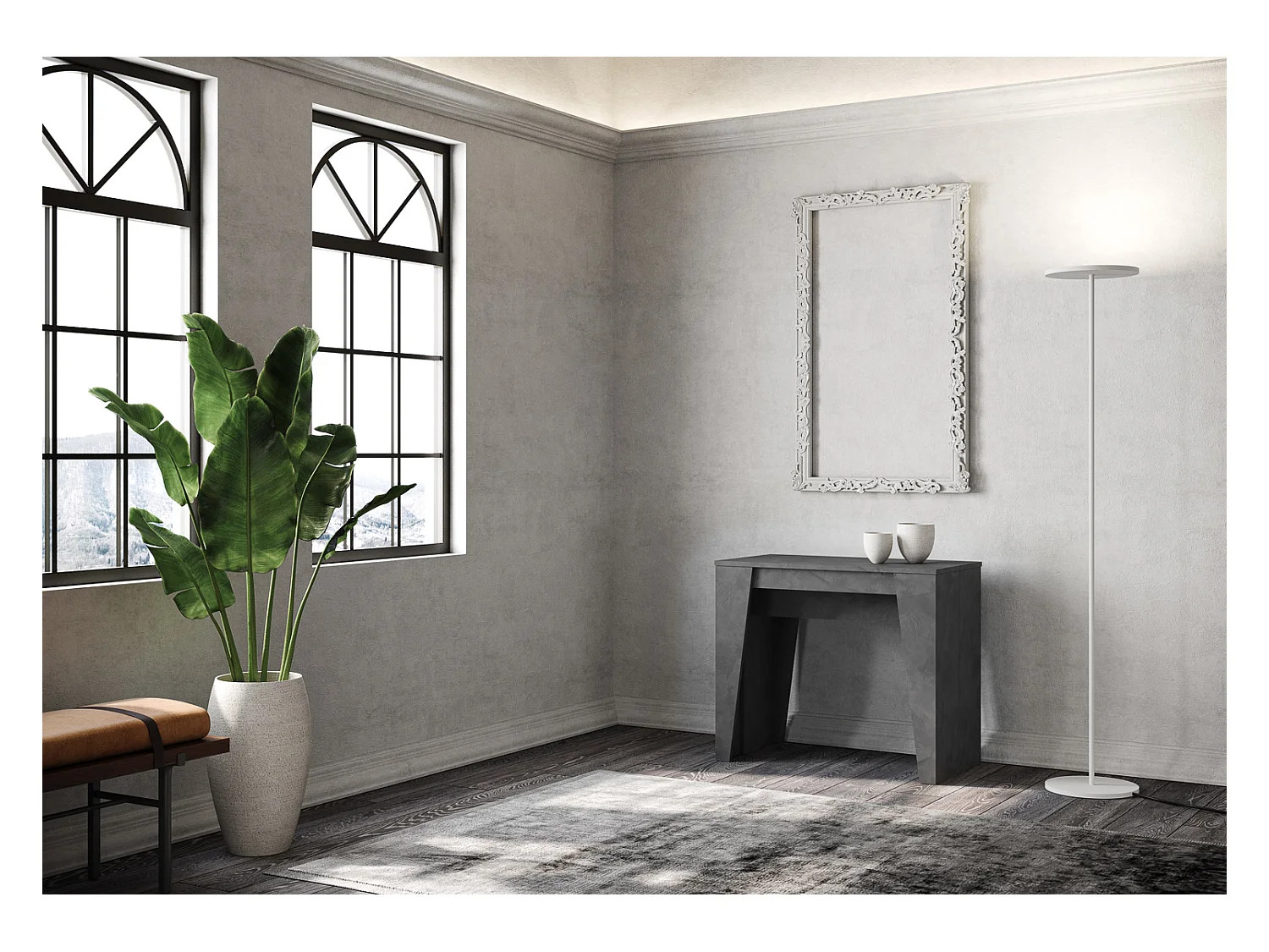 Console extensible 90x48/204 cm Anvar Small anthracite spatulé
