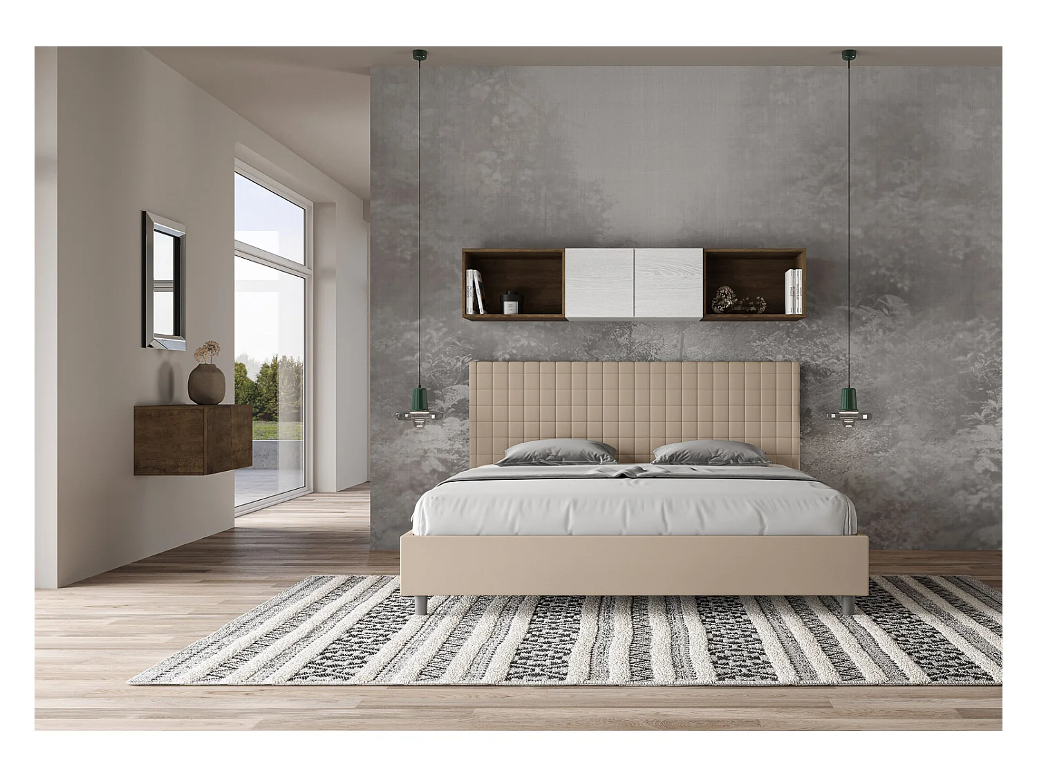 Gestoffeerd opbergbed 180x190 Sunny duifgrijs kunstleer
