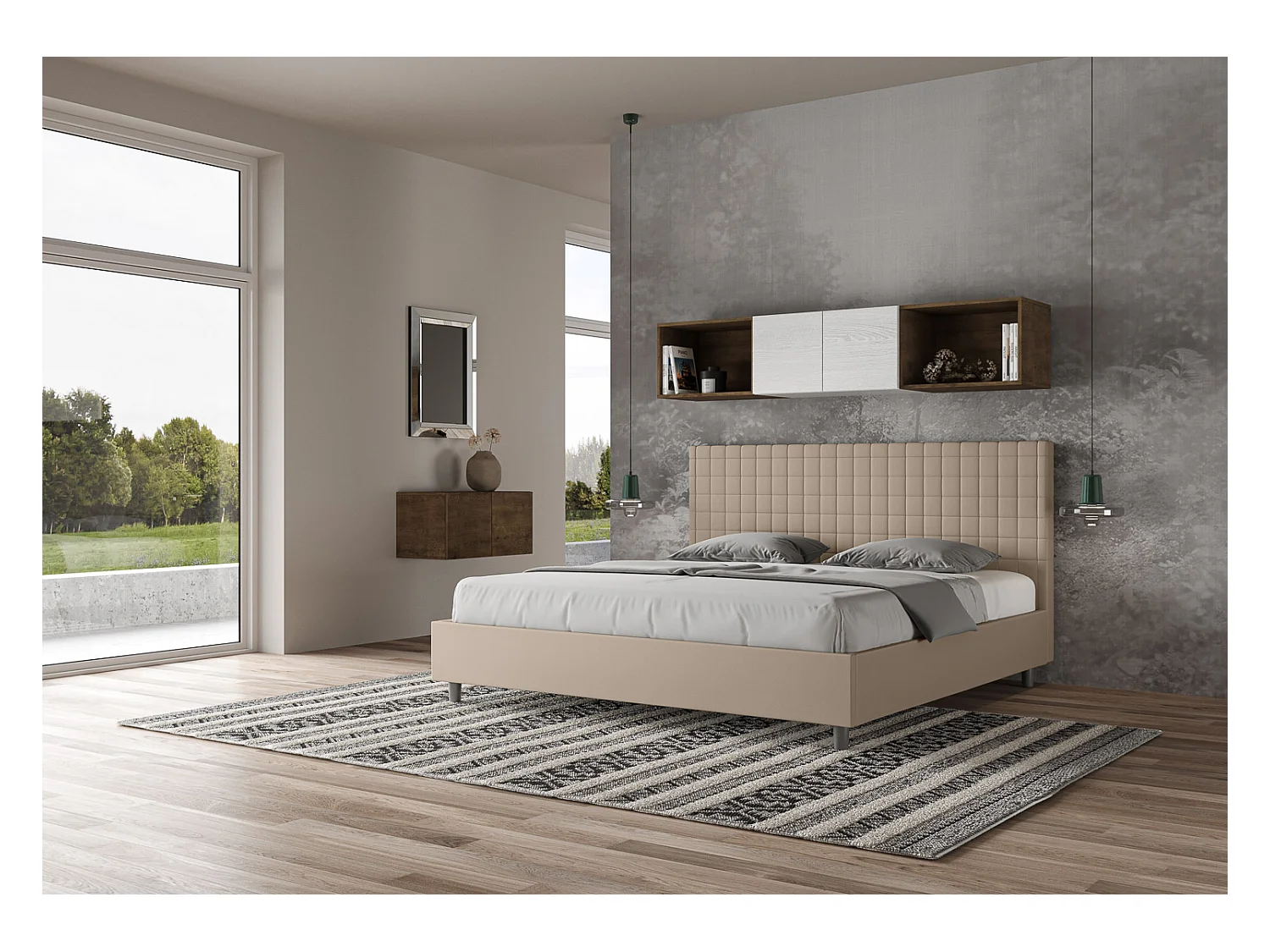 Gestoffeerd opbergbed 180x190 Sunny duifgrijs kunstleer