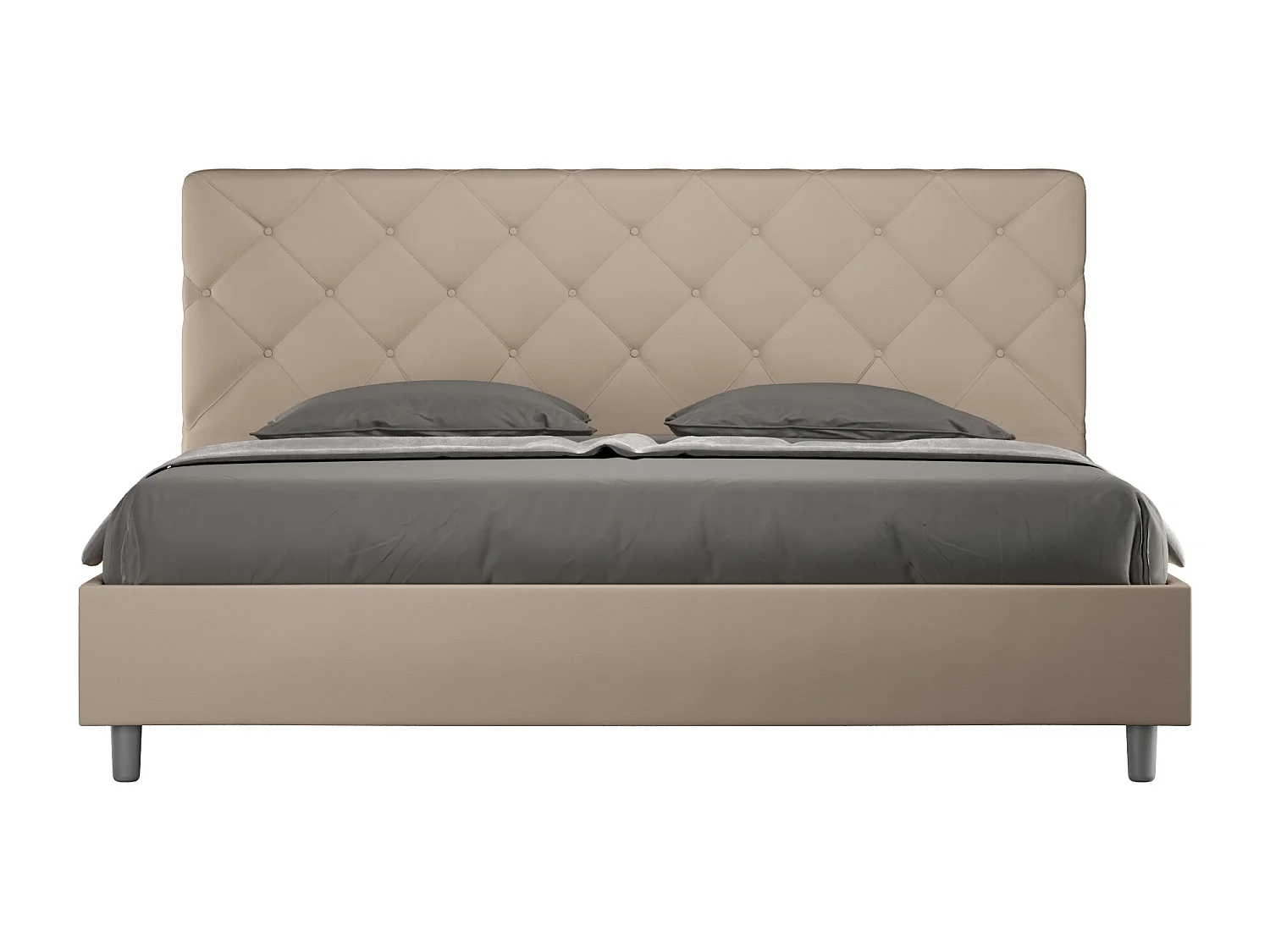 Letto contenitore imbottito 180x200 similpelle tortora Priya