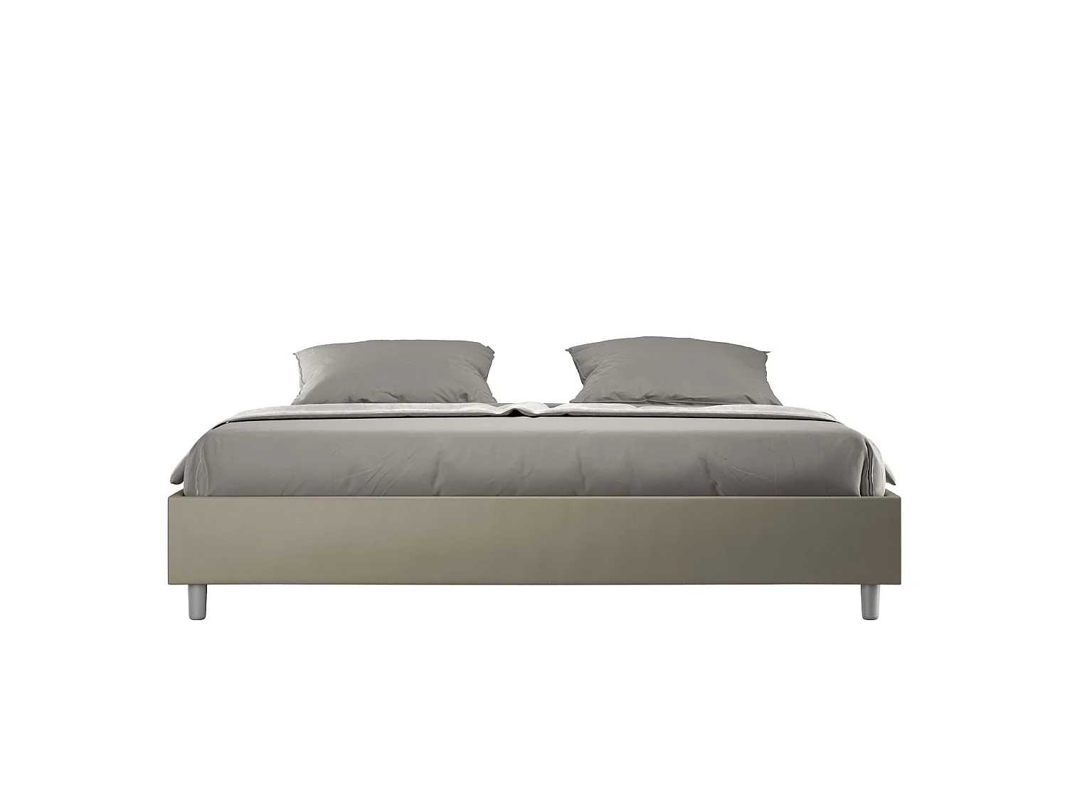 Cadre de lit king size coffre rembourré 200x200  similicuir cappuccino Azelia
