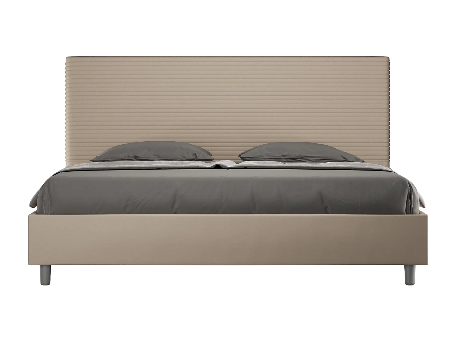 Letto contenitore imbottito 180x200 similpelle tortora Focus