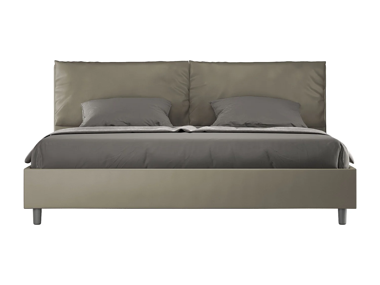 Lit king size coffre rembourré 200x200 similicuir cappuccino Antea Large