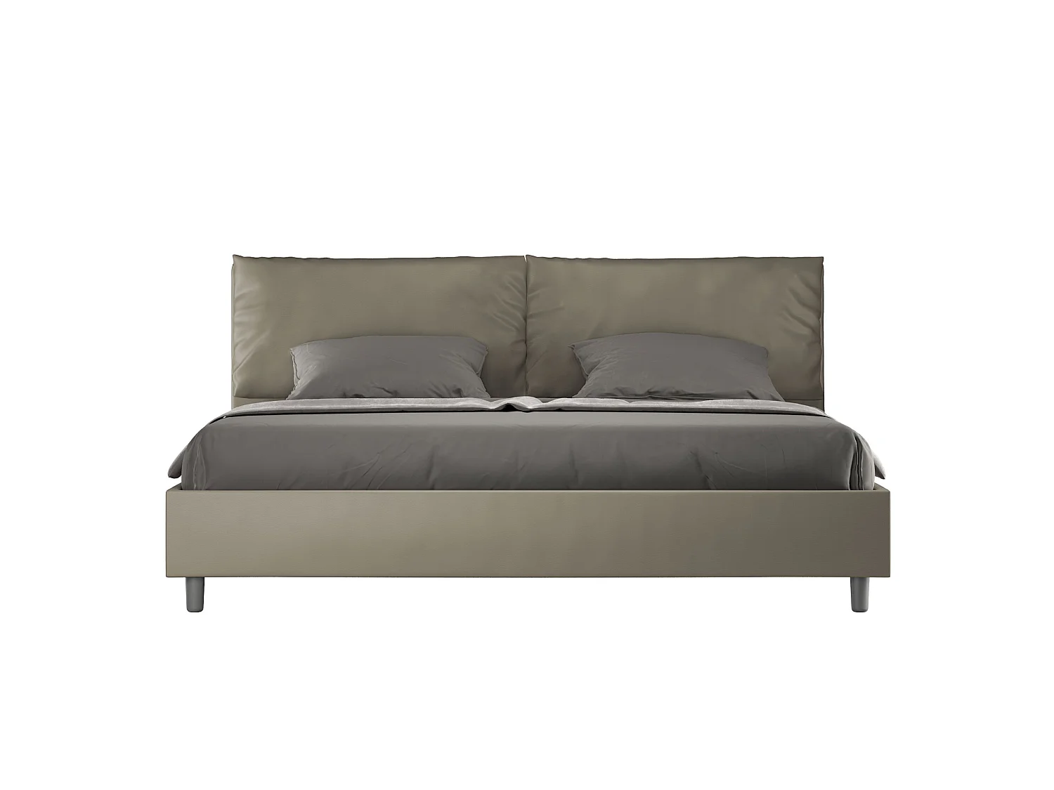 Cama matrimonial con almacenaje acolchada 200x210 cuero sintético capuchino Antea Large