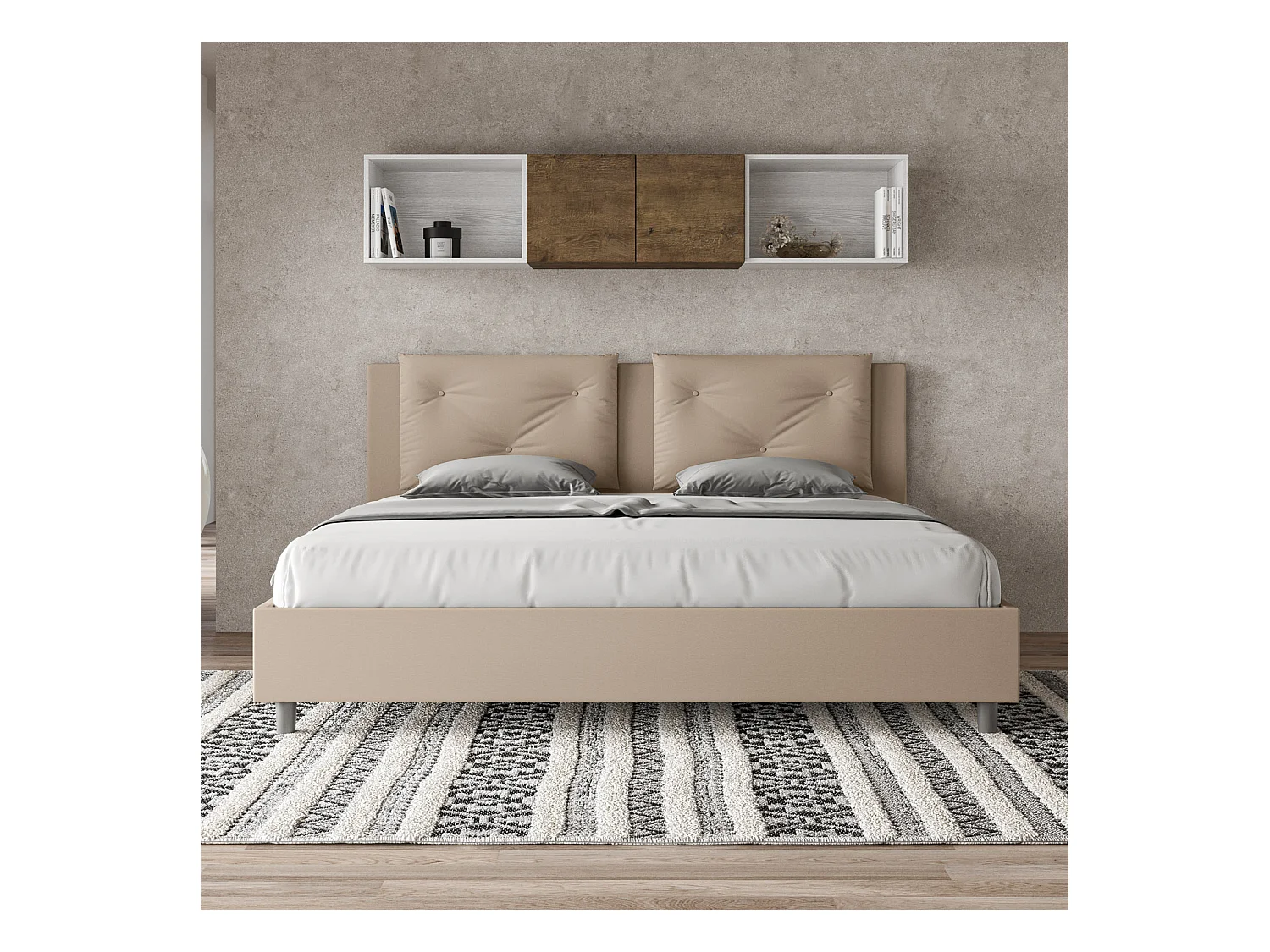 Lit coffre rembourrée 180x190 similicuir taupe Appia