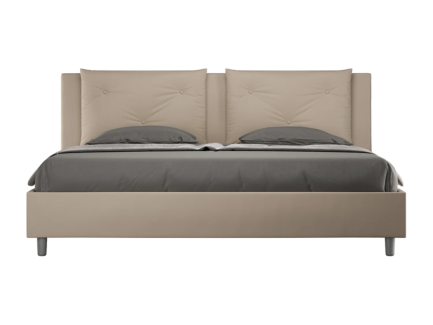 Lit coffre rembourré 180x200 similicuir taupe Appia