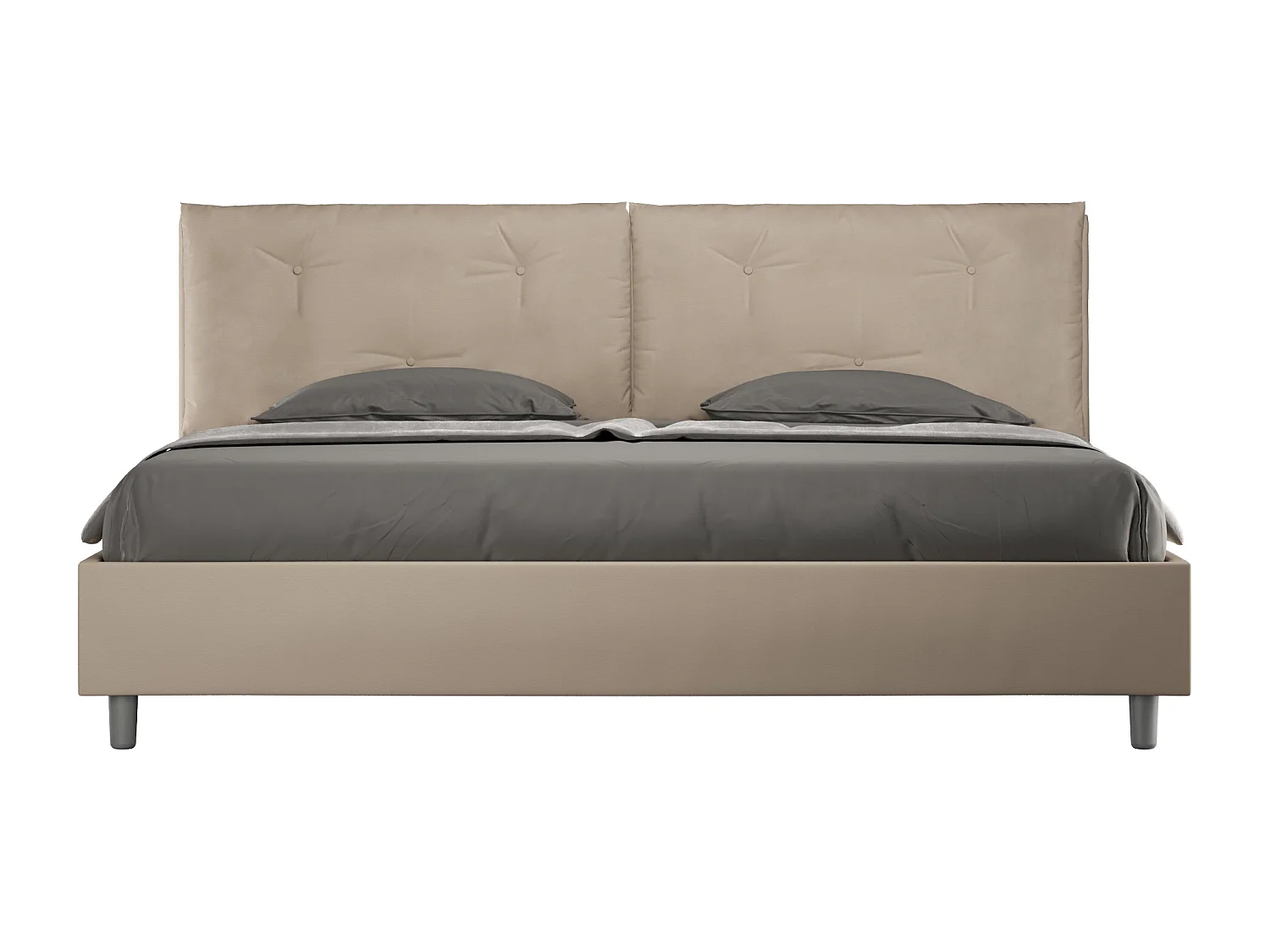 Lit king size coffre rembourré 200x200 similicuir taupe Appia Large
