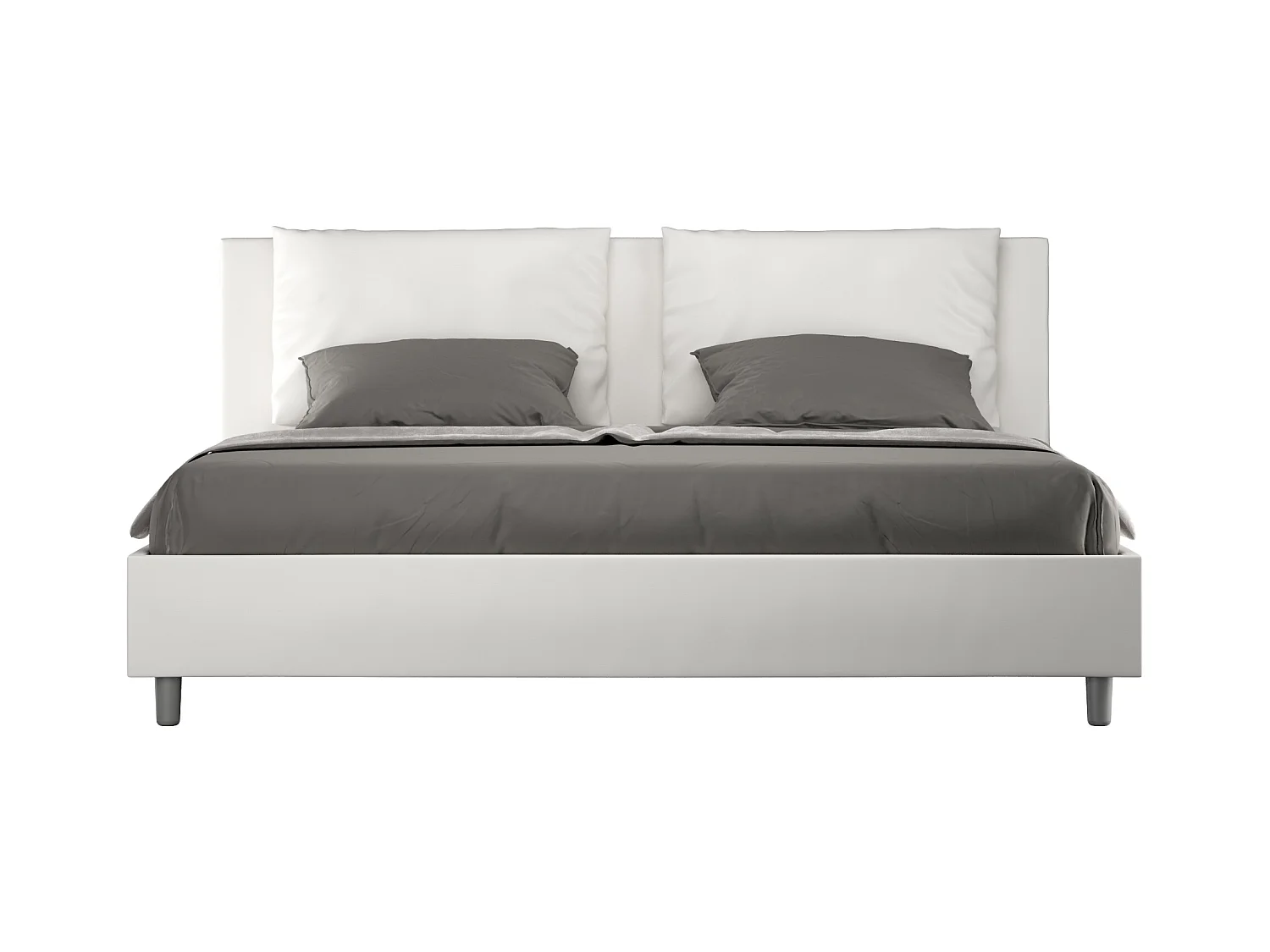 Lit king size coffre rembourré 200x210  similicuir blanc Antea
