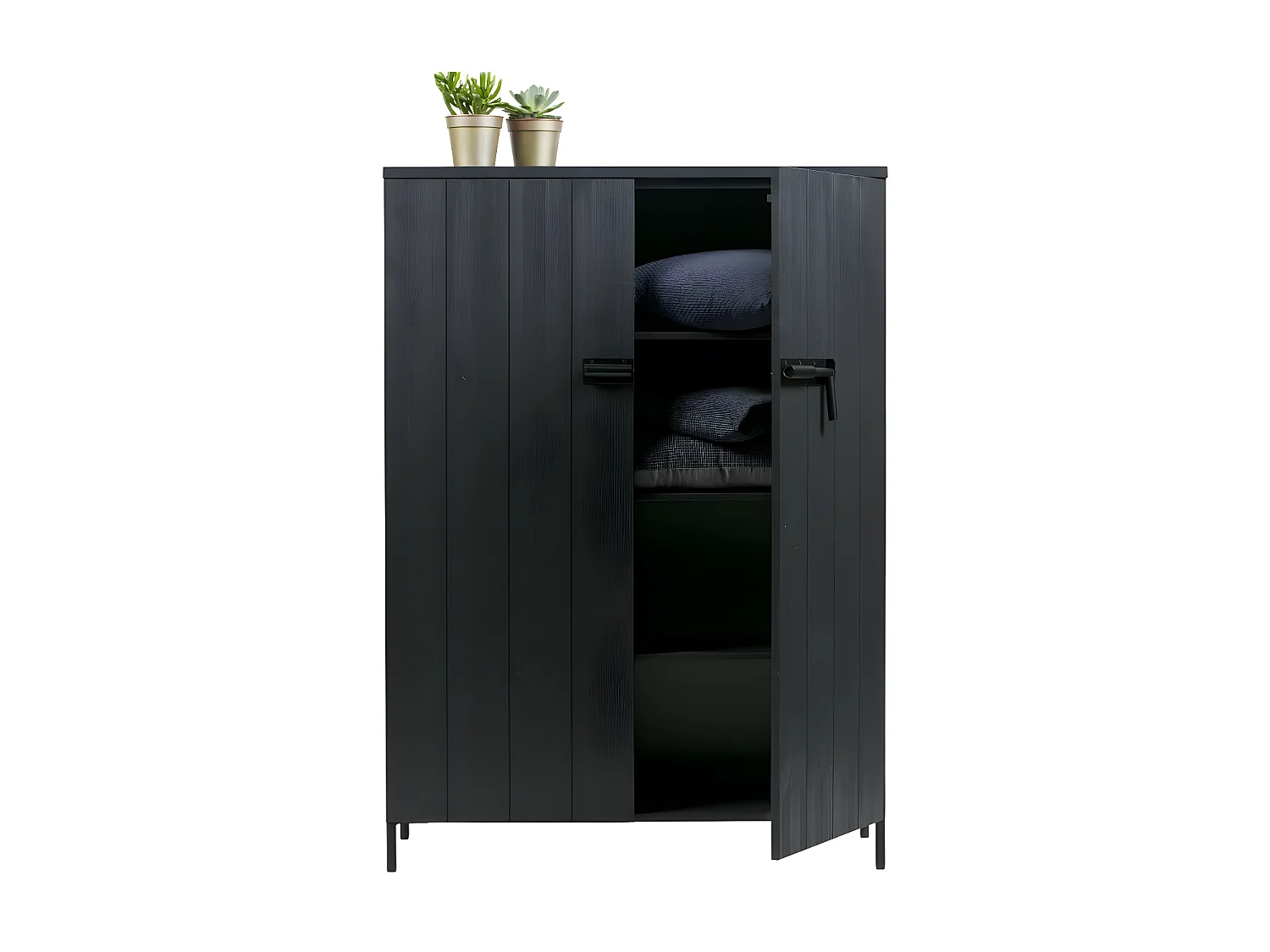 Armoire vintage en bois massif noir BETTY