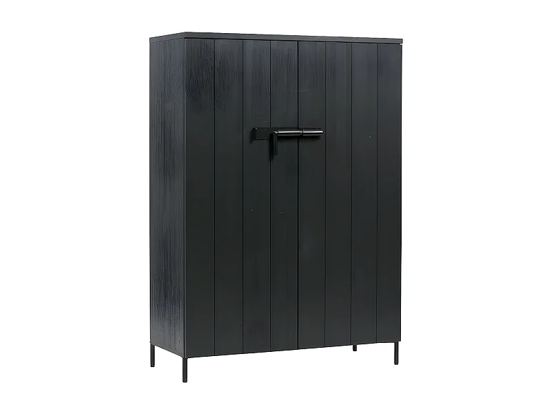 Armoire vintage en bois massif noir BETTY