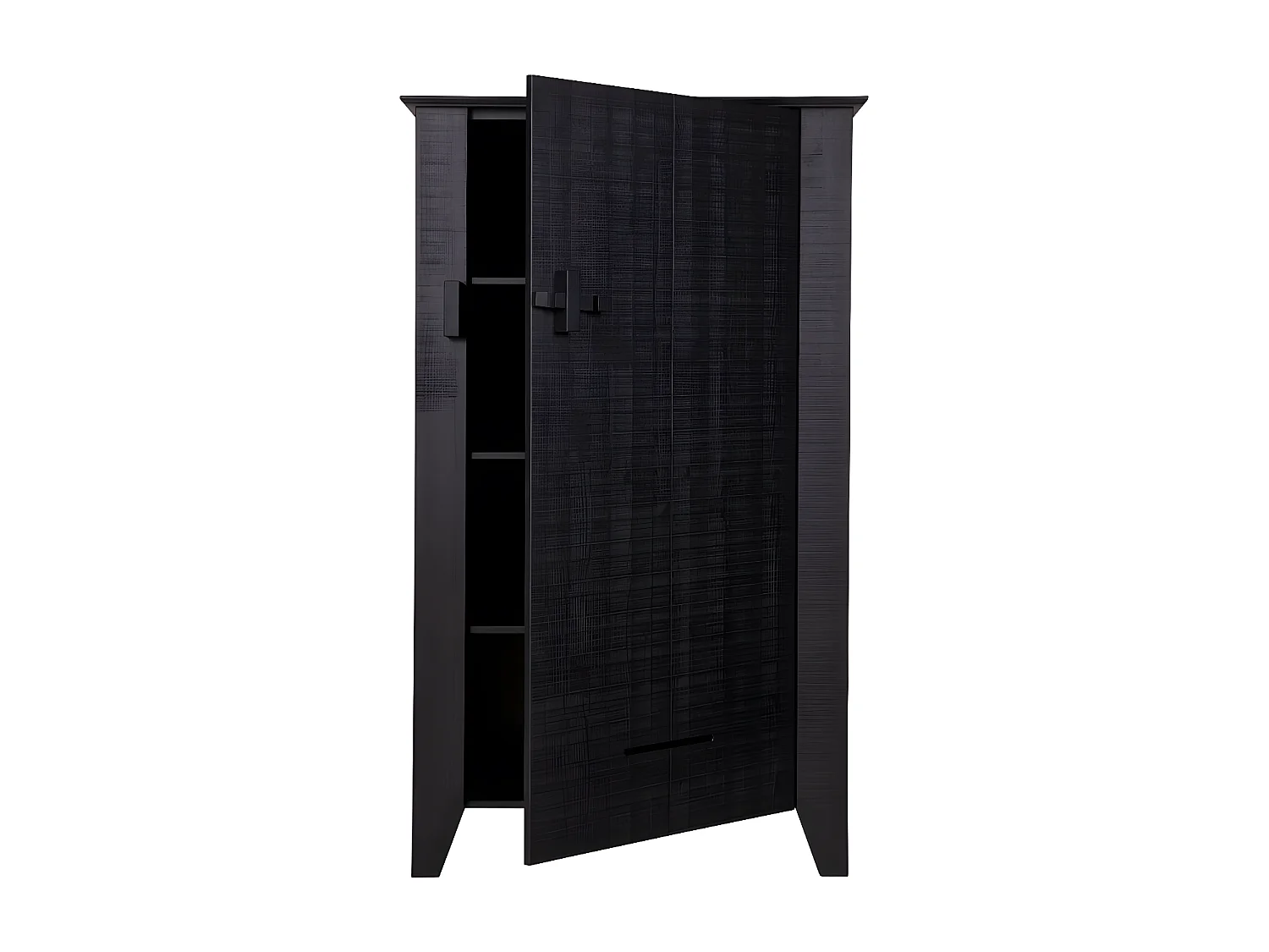 Armoire en pin massif noir style moderne YOUPI