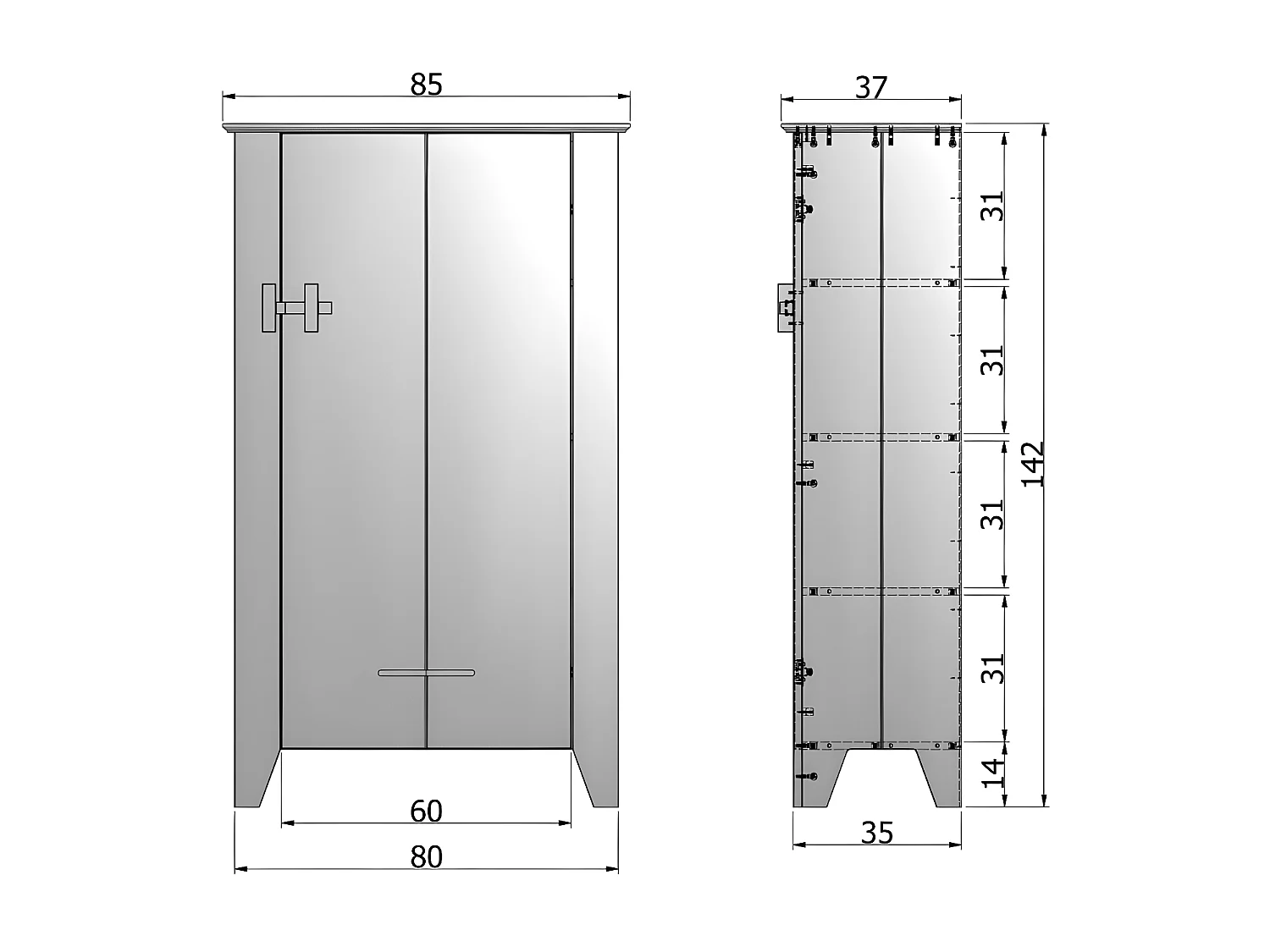 Armoire en pin massif noir style moderne YOUPI