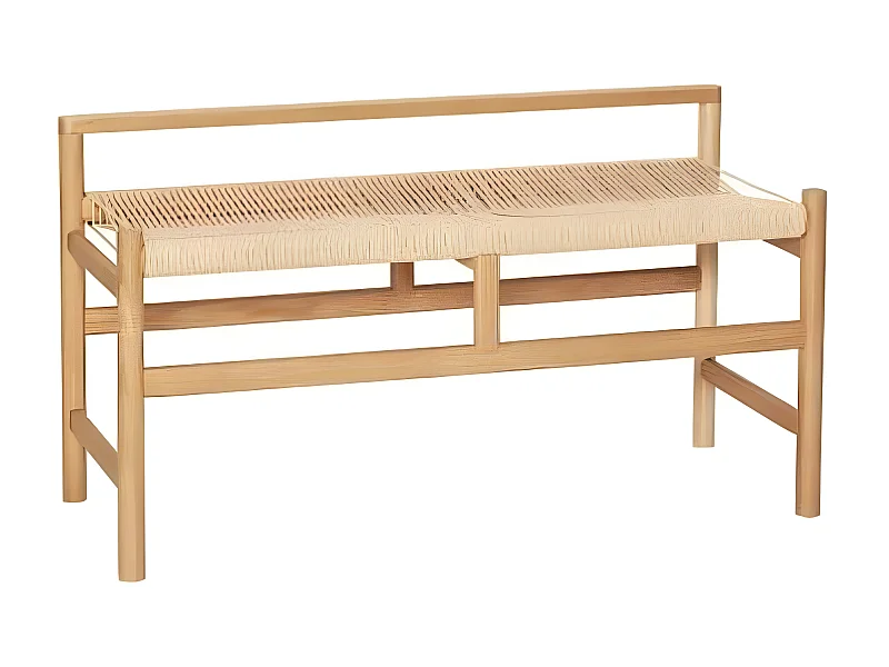 Banc scandinave en bois avec assise en corde 100cm DALLAS