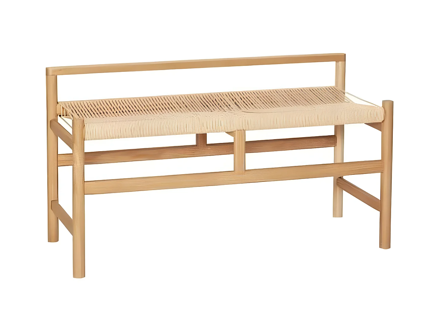 Banc scandinave en bois avec assise en corde 100cm DALLAS