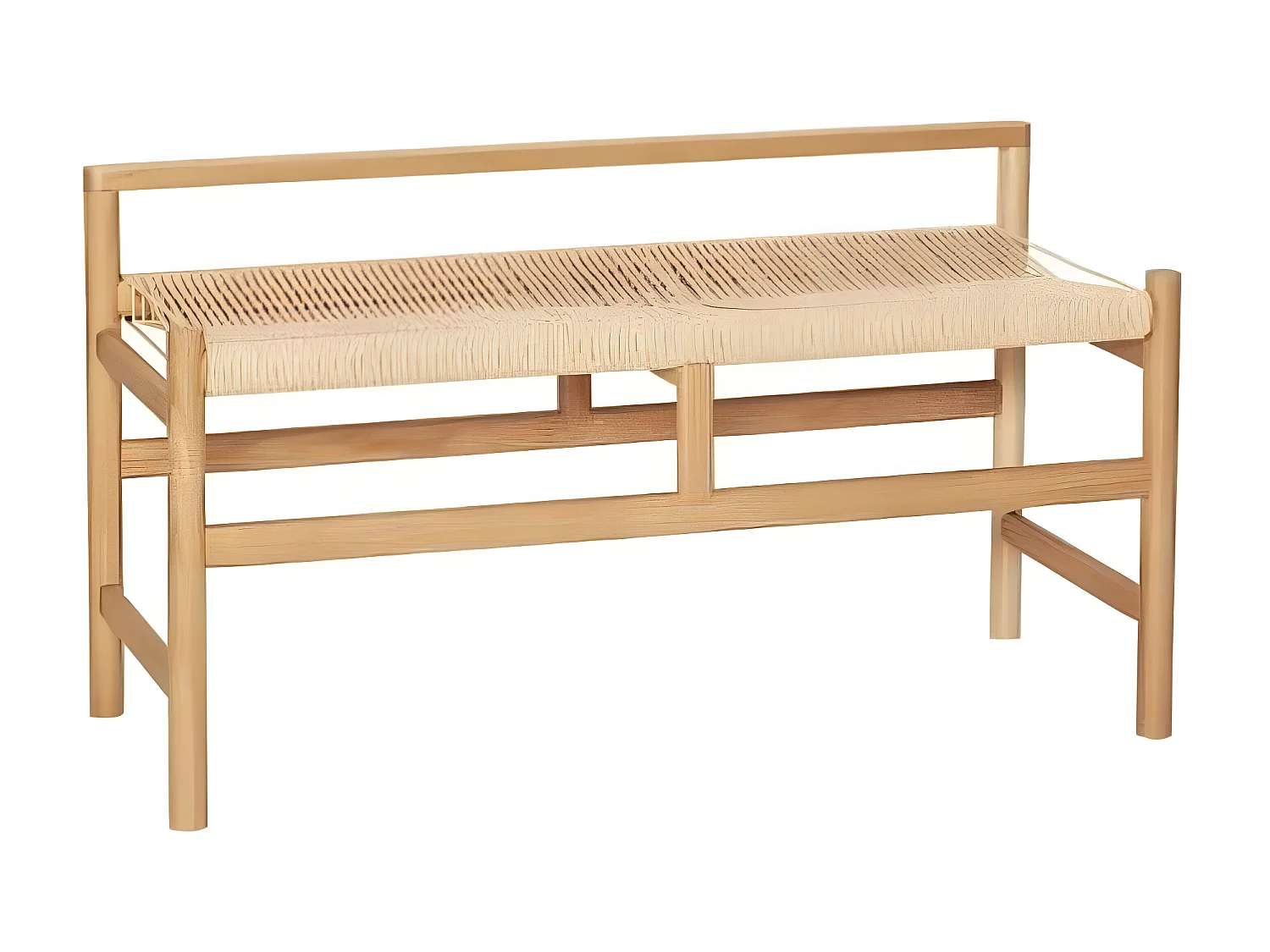 Banc scandinave en bois avec assise en corde 100cm DALLAS