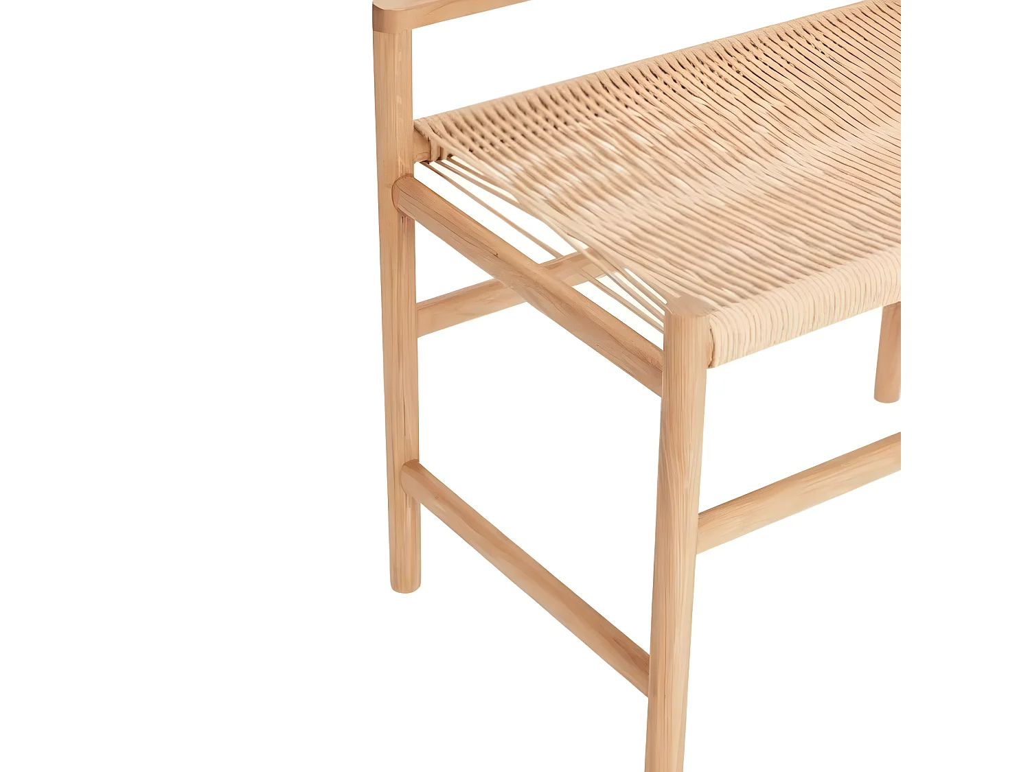 Banc scandinave en bois avec assise en corde 100cm DALLAS
