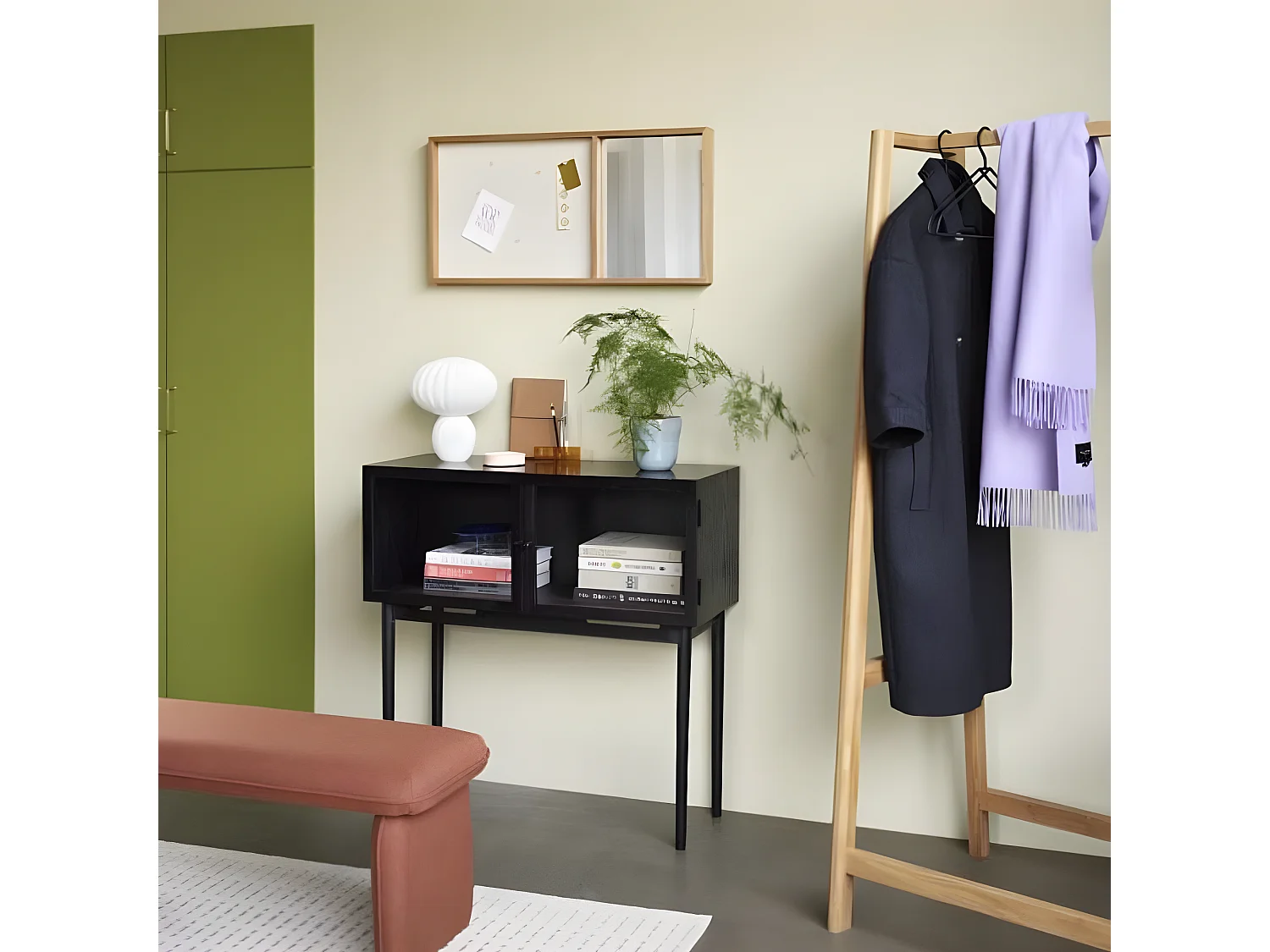 Banc scandinave en bois avec assise en corde 60cm DALLAS