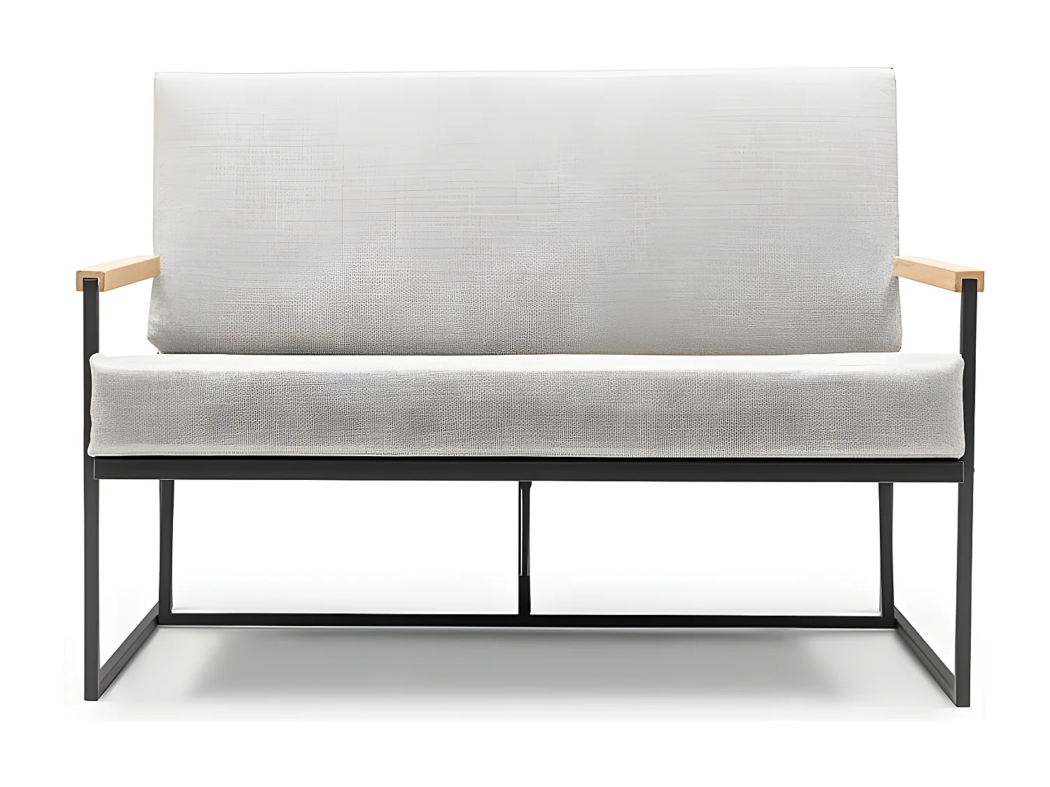 Canapé de Jardin minimaliste 2 Places Akayni Lin Beige et Métal Noir