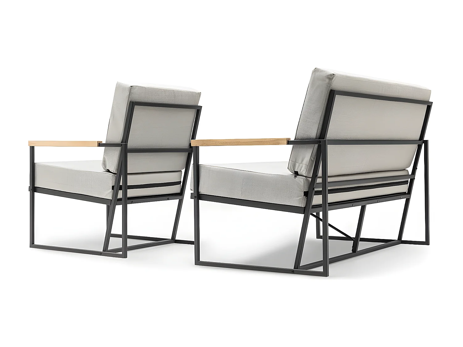 Canapé de Jardin minimaliste 2 Places Akayni Lin Beige et Métal Noir