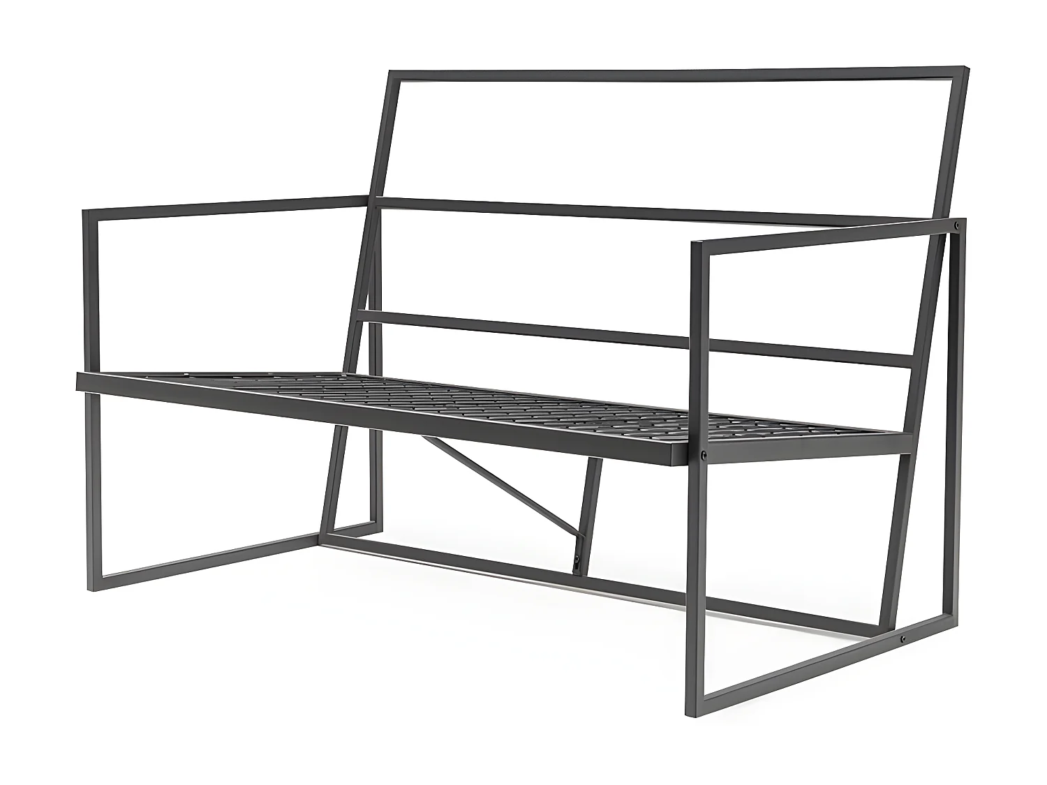 Canapé de Jardin minimaliste 2 Places Akayni Lin Beige et Métal Noir