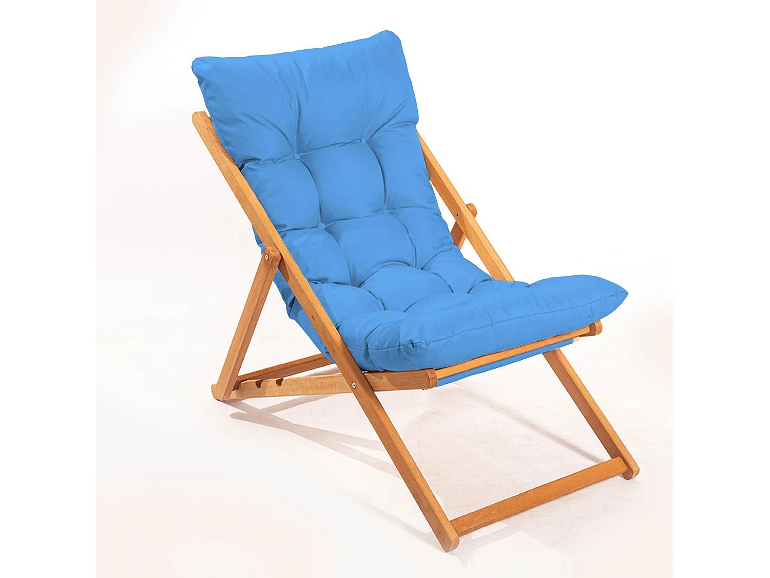 Ensemble 2 chaise de jardin et 1 table basse Purrault Bois massif clair et Tissu Bleu