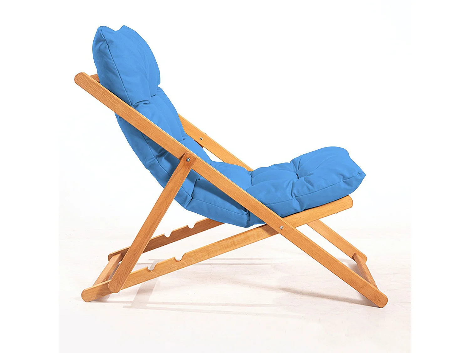 Ensemble 2 chaise de jardin et 1 table basse Purrault Bois massif clair et Tissu Bleu