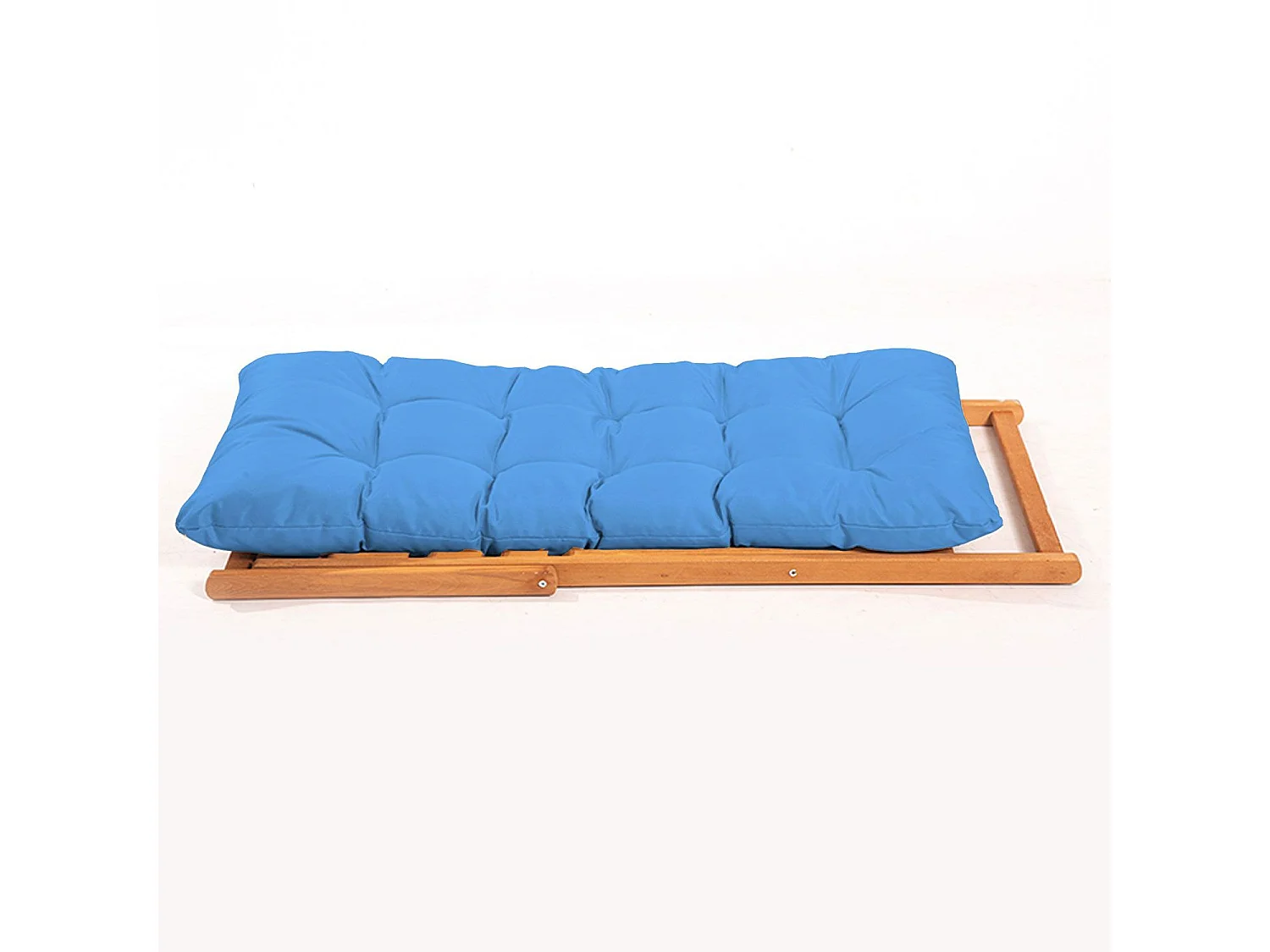 Ensemble 2 chaise de jardin et 1 table basse Purrault Bois massif clair et Tissu Bleu