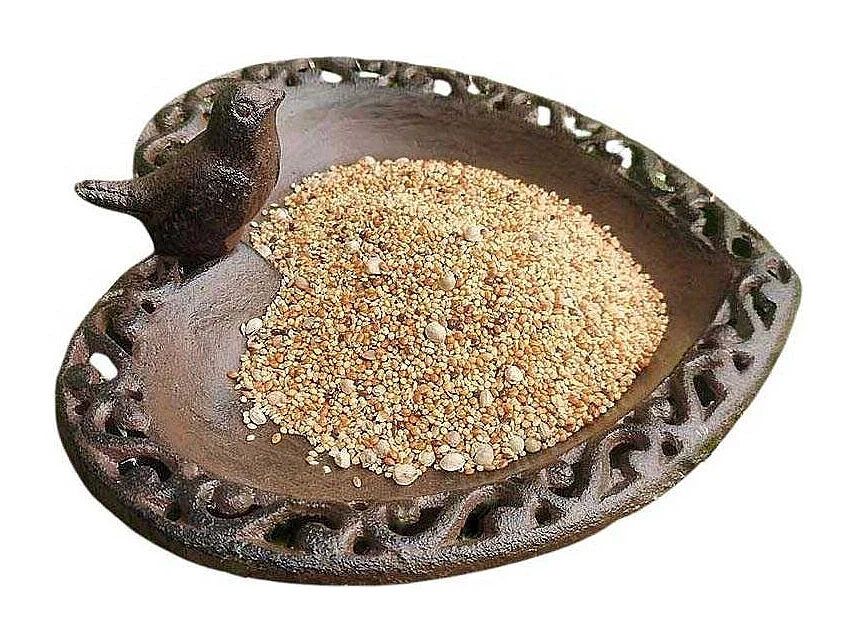 Mangeoire oiseaux à poser en fonte Rouille