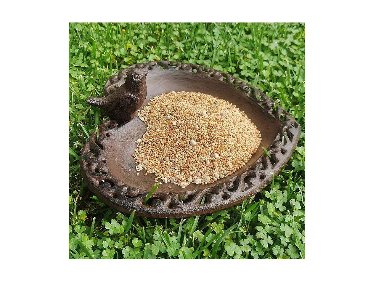 Mangeoire oiseaux à poser en fonte Rouille