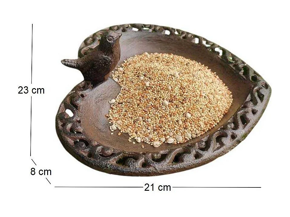 Mangeoire oiseaux à poser en fonte Rouille