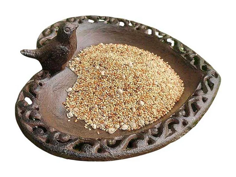 Mangeoire oiseaux à poser en fonte Rouille