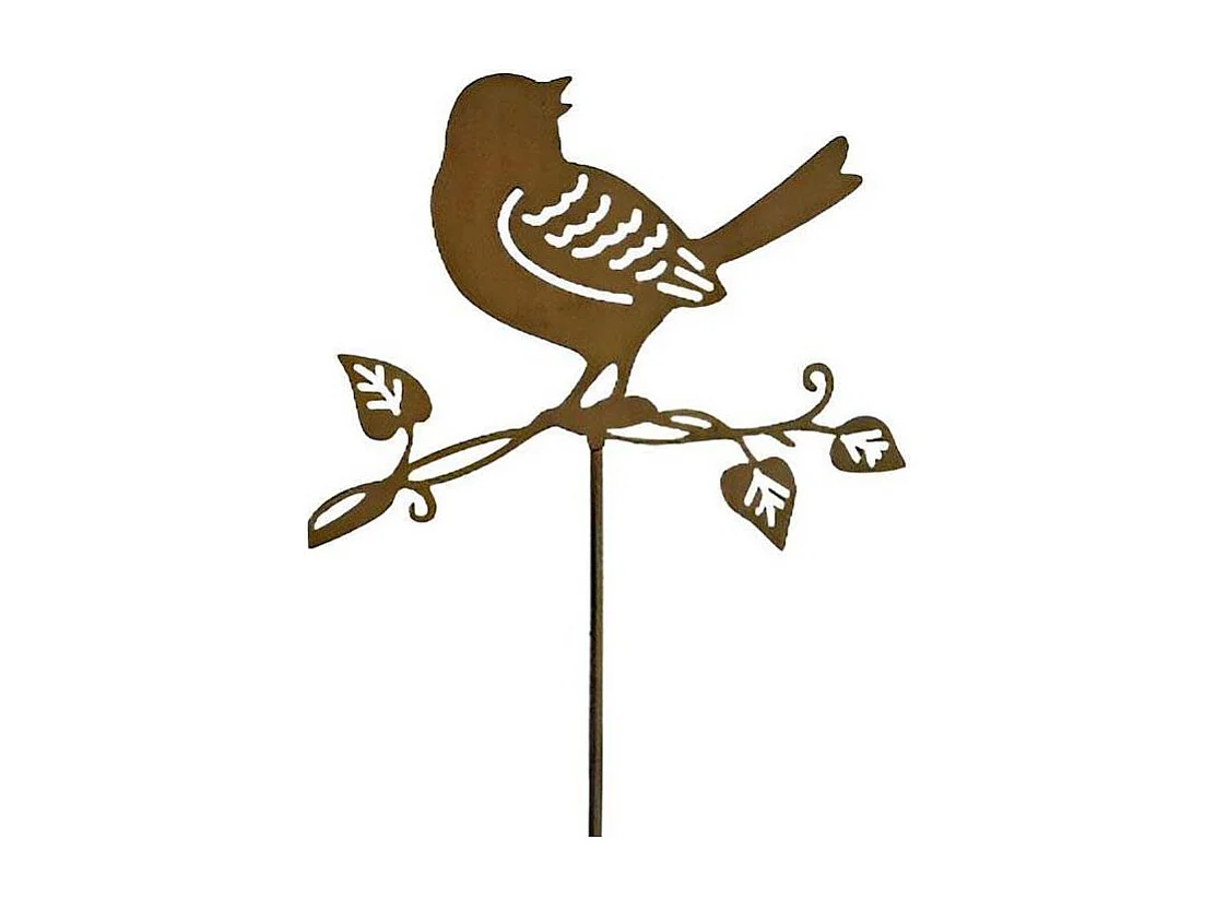 Tuteur déco oiseau sur branche en fer 36 x 102 cm