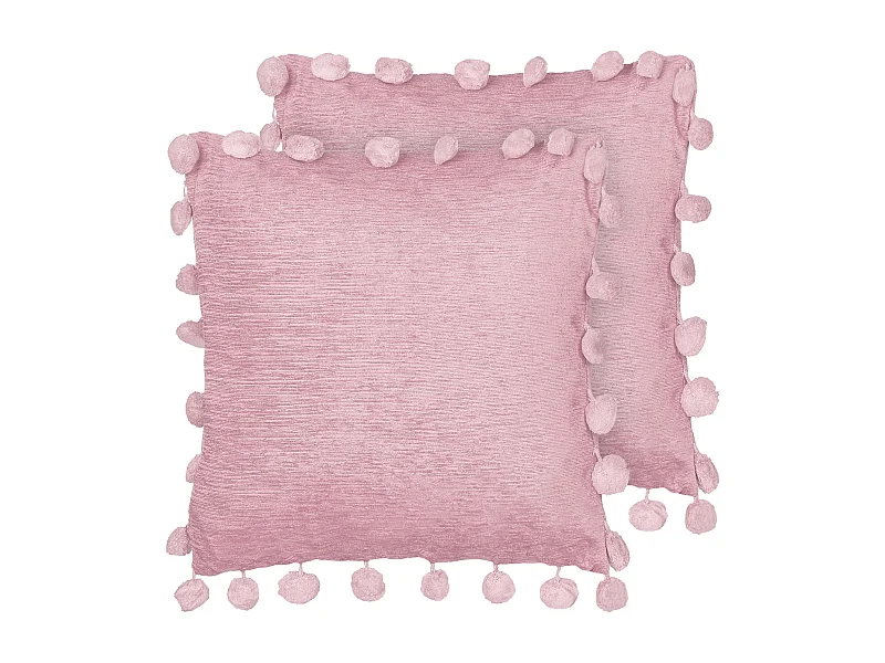 Conjunto de 2 almofadas decorativas JASMINE 45 x 45 cm Rosa Sólido