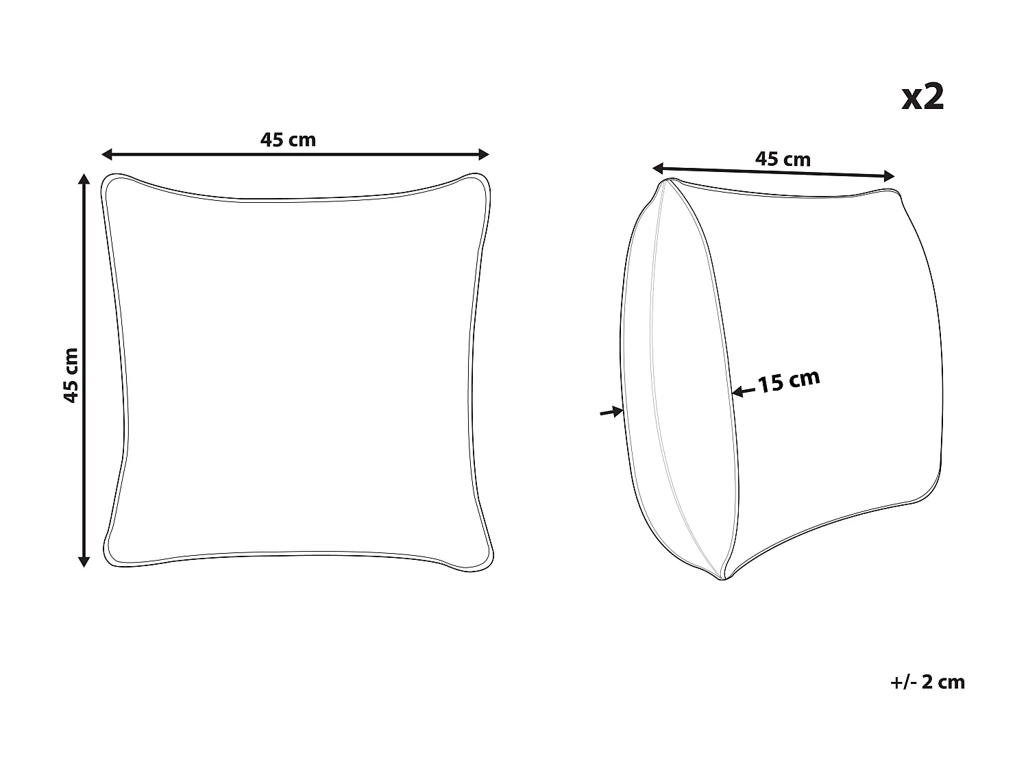 Conjunto de 2 almofadas decorativas JASMINE 45 x 45 cm Branco Sólido