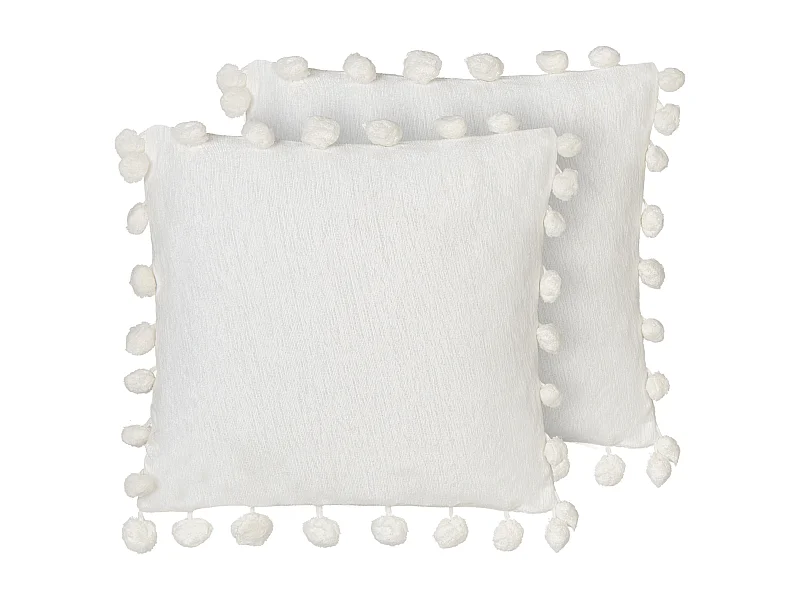 Conjunto de 2 almofadas decorativas JASMINE 45 x 45 cm Branco Sólido