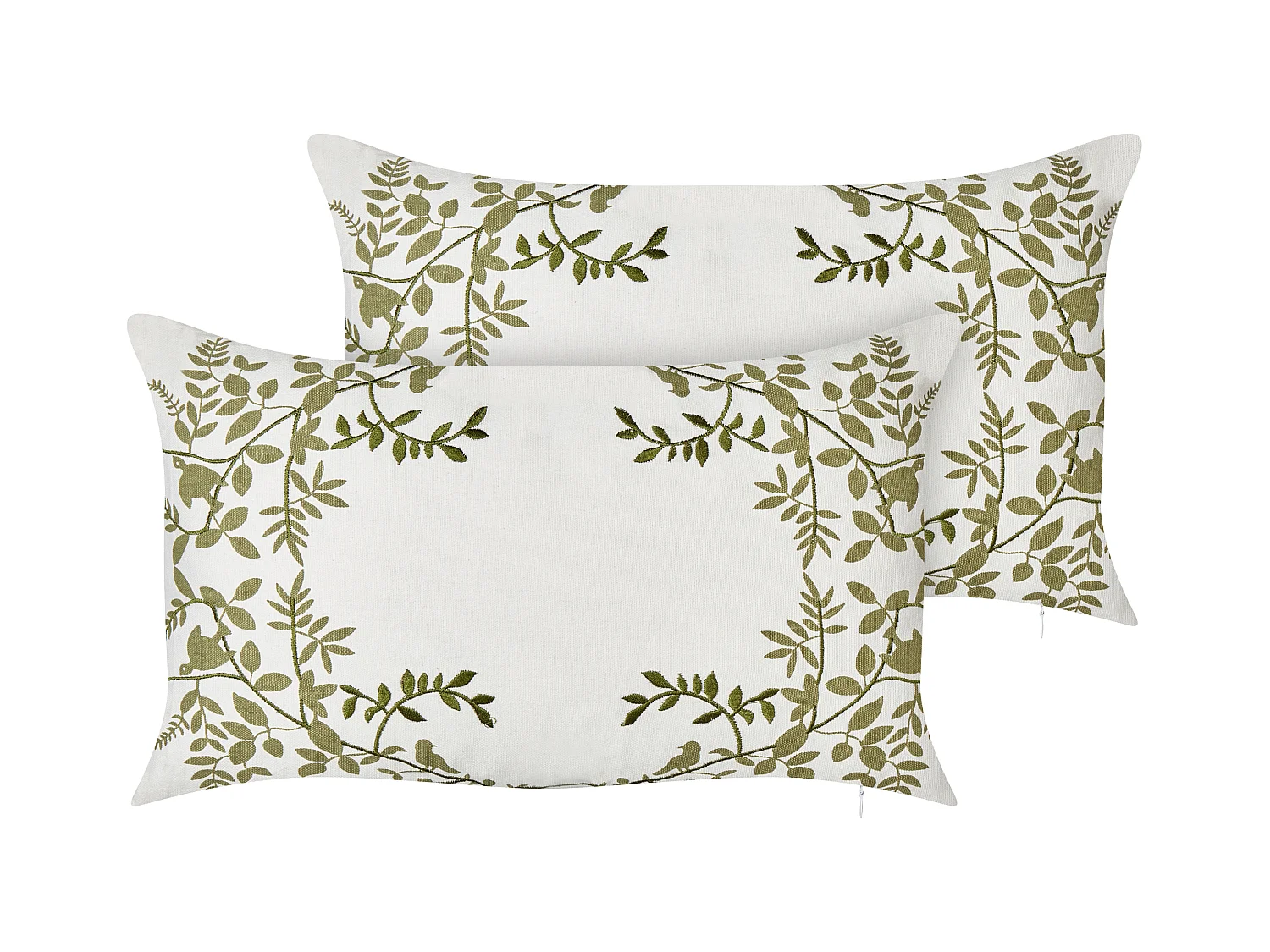 Set di 2 cuscini ZALEYA Cotone 30 x 50 cm Bianco Trama floreale
